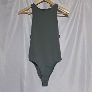 Zara Women's Soft Polyamide Halter Bodysuit in Olive Green Size MEDIUM
